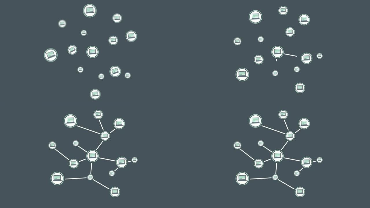 全球网络连接。计算机图标连接。