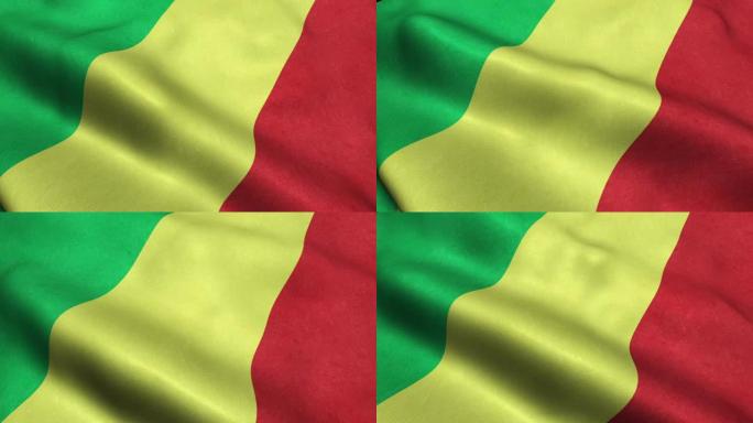 刚果旗帜无缝循环摆动动画