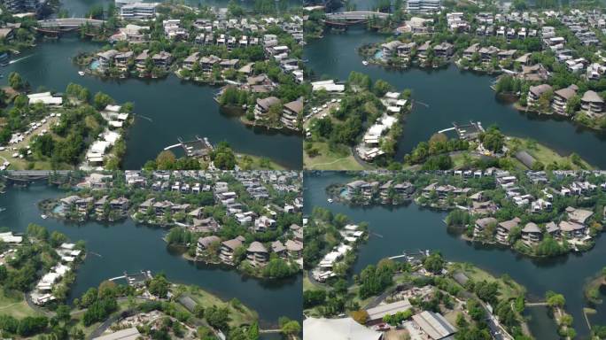 四川成都天府新区麓湖生态城航拍