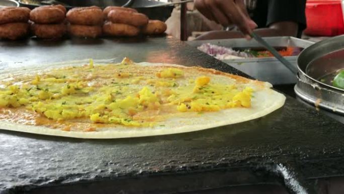 孟买街头美食现场-马萨拉·多萨