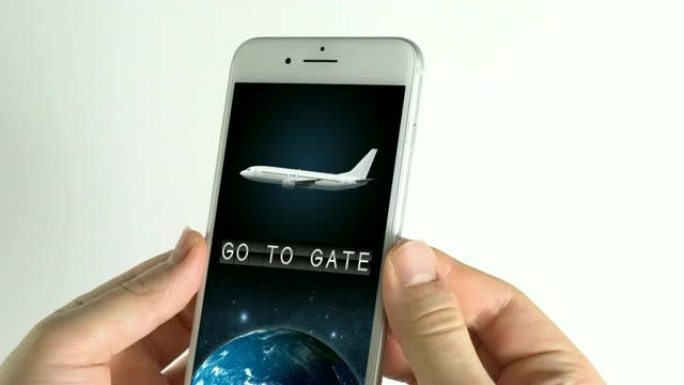 使用智能手机和旅行应用程序的人包括飞机和地球
