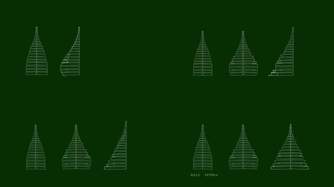 不同类型人口金字塔图的视频剪辑