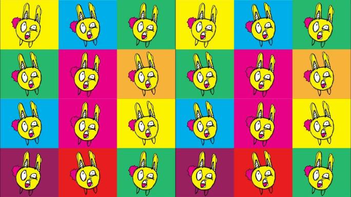 孩子们用兔子的主题绘制无缝背景