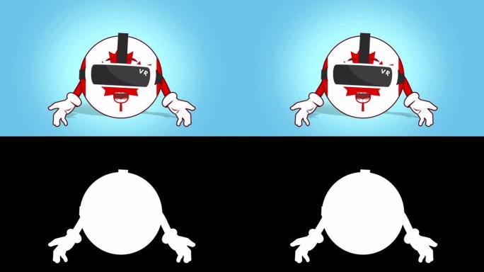 卡通图标标志加拿大虚拟现实与阿尔法哑光面部动画