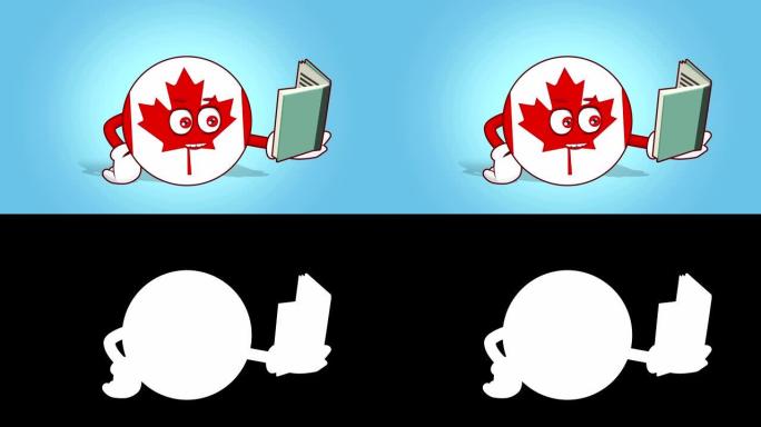 卡通图标旗帜加拿大阅读与阿尔法Matte的脸动画书