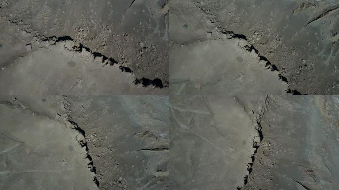 阿塔卡马沙漠惊人的Valle de la Luna (月谷) 无人机的航拍画面，这是一个令人惊叹的地