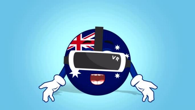 卡通图标旗澳大利亚虚拟现实与阿尔法哑光脸部动画