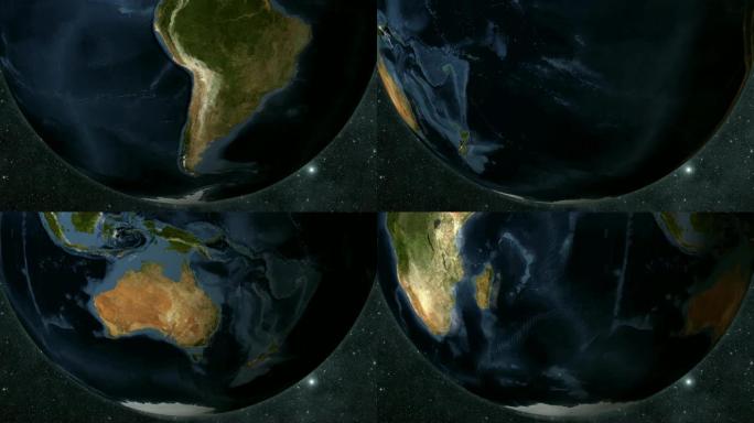 数字地球地球在太空中旋转