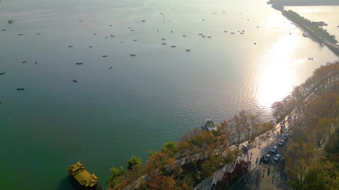 杭州西湖景区北山街风景航拍