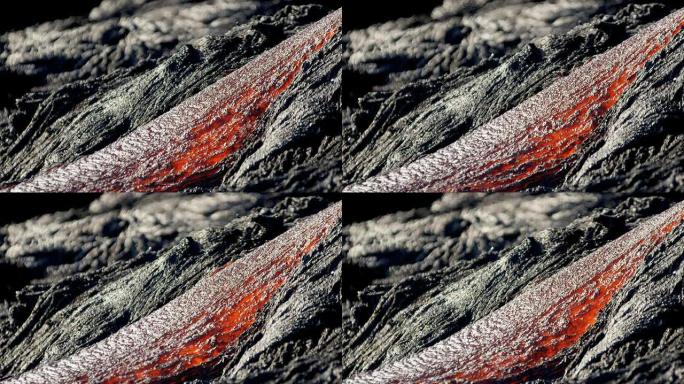 红热熔岩在夏威夷大岛上空移动