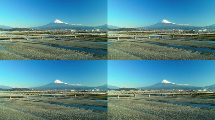 从天空出发的富士山和富士河