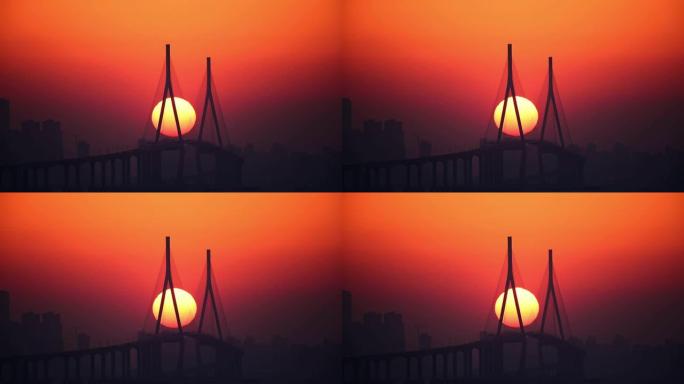 仁川桥和日出。