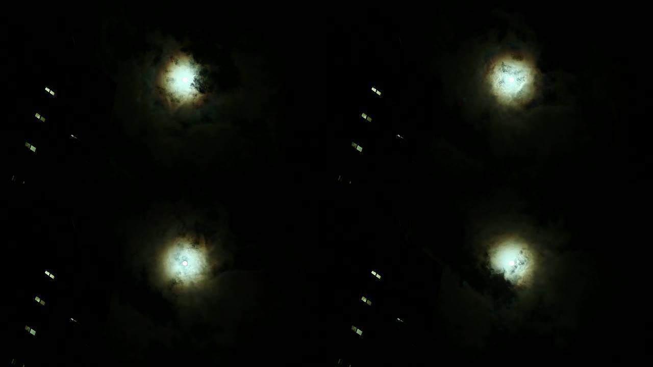 快速移动云下月建筑光 (台湾10月十八)