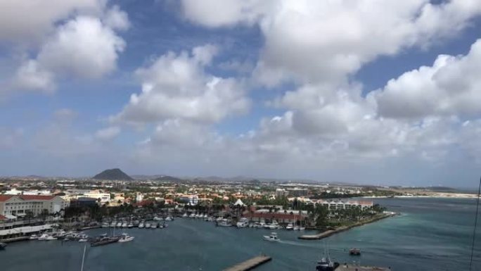 加勒比海阿鲁巴美丽的绿松石水域的延时视频