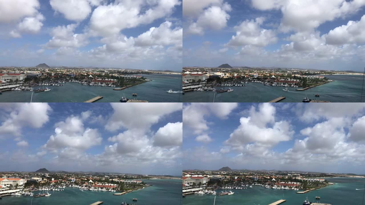加勒比海阿鲁巴美丽的绿松石水域的延时视频