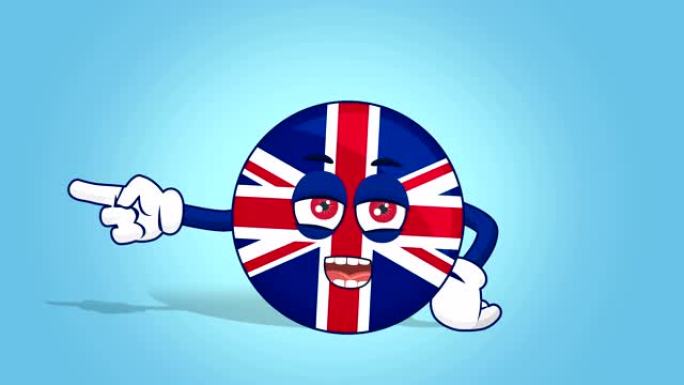 卡通英国英国不高兴的左指针说话与阿尔法哑光的脸部动画