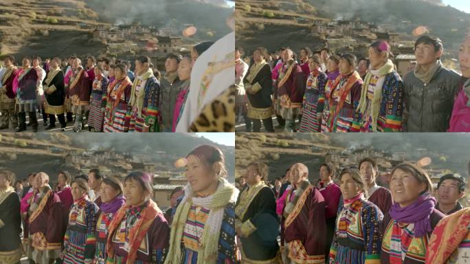 藏民聚集祭祀祈福唱歌