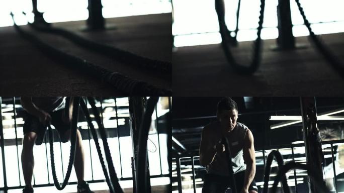 男子开始战斗绳索练习