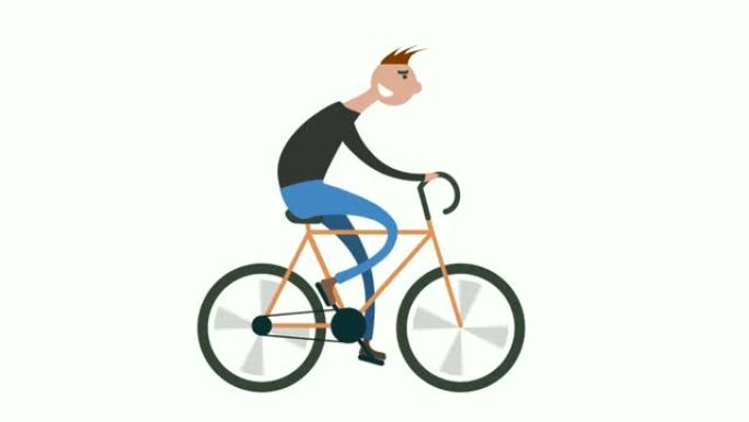 卡通男子自行车公路户外健身