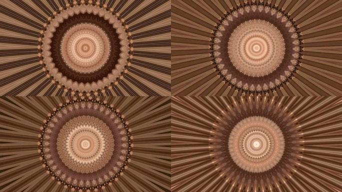 巧克力色可爱的万花筒圆形图案。