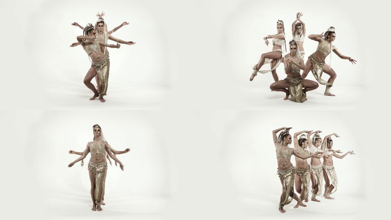 现代迷人的印度舞蹈在白色背景上
