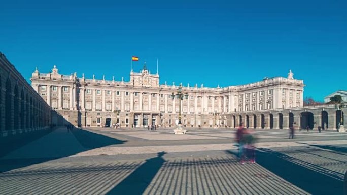 马德里天灯著名旅游皇宫全景4k延时西班牙