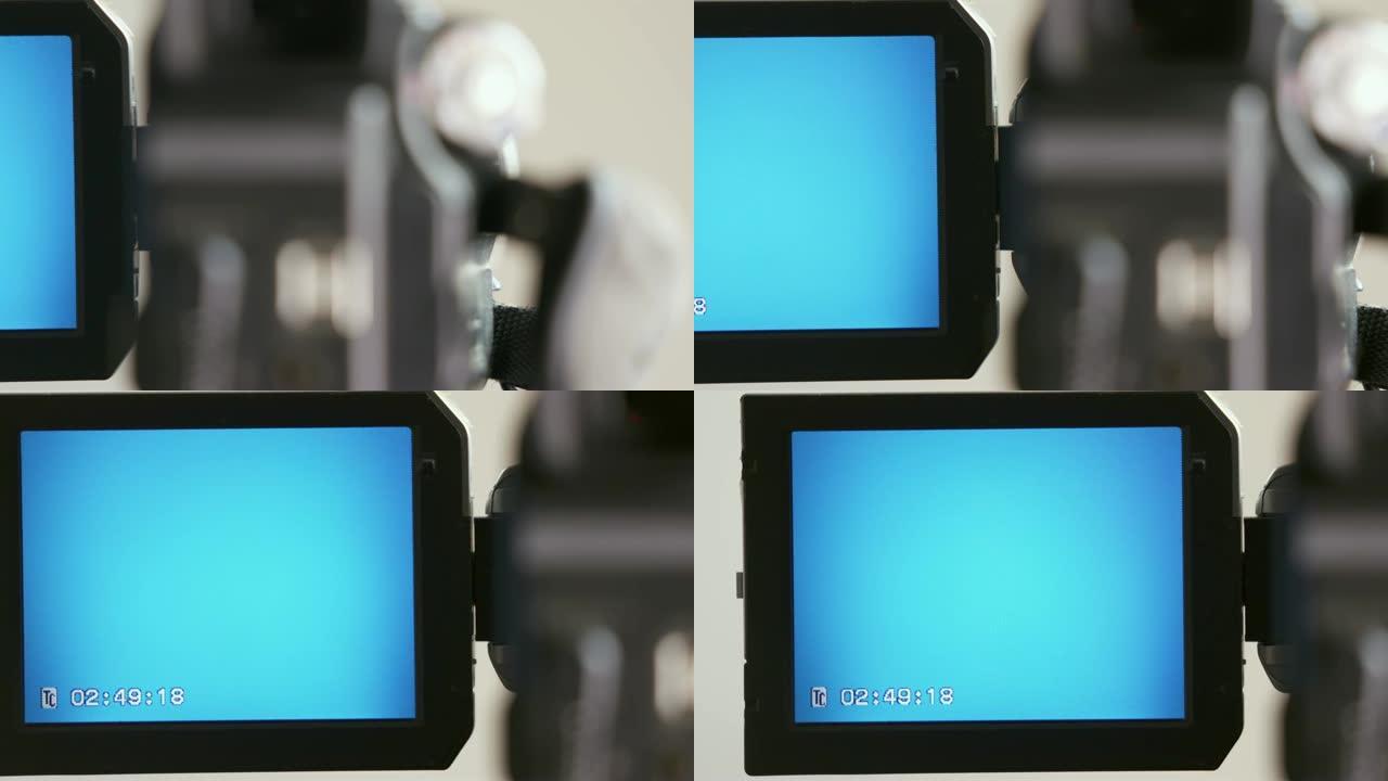 数字迷你DV磁带摄录机液晶显示屏上的指示器。