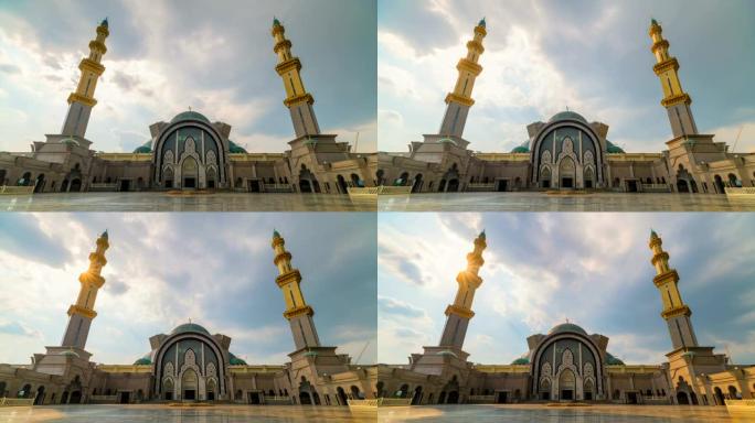 吉隆坡联邦清真寺或Wilayah清真寺的日落时间流逝