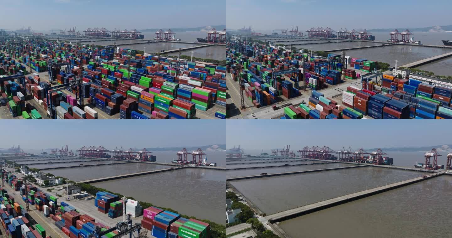 航拍港口贸易集装箱出口