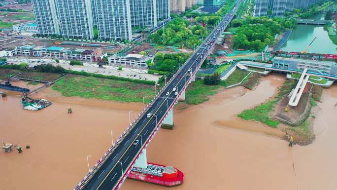 台州市椒江大桥航拍视频素材