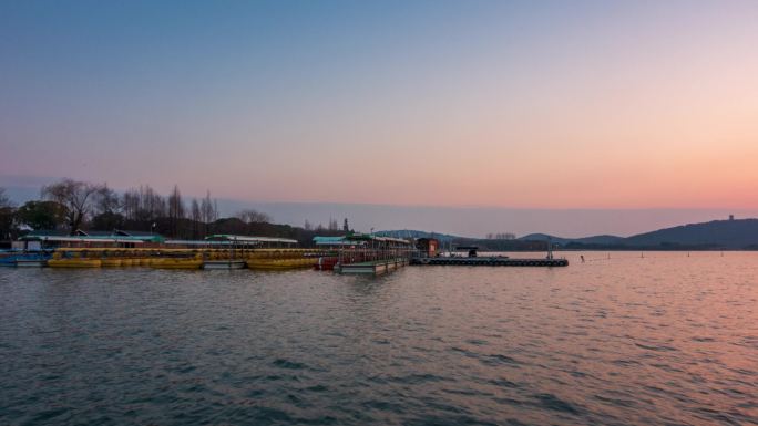 无锡市五里湖蠡湖之光日落延时风光