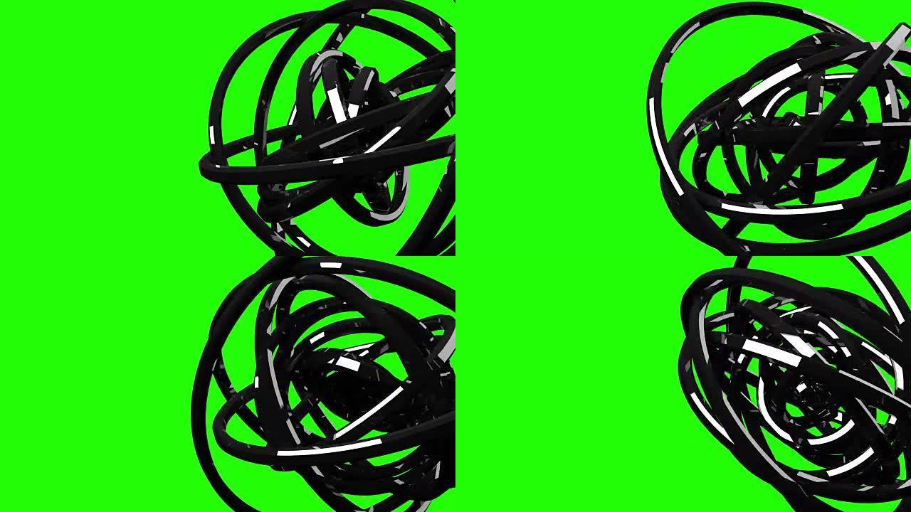绿色色度键上的循环圈抽象