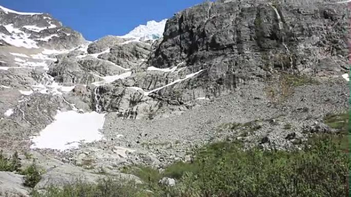 山地景观和冰川溪流风景平移