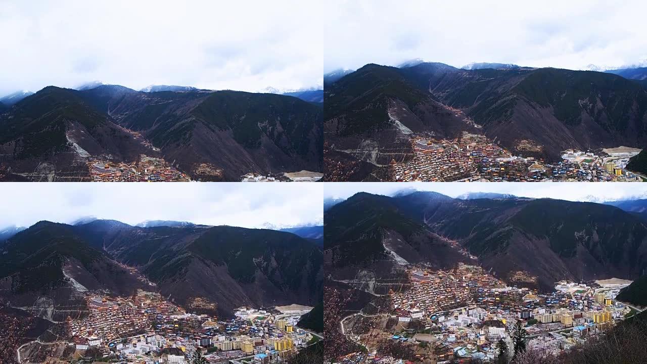 白玉西藏山镇鸟瞰图
