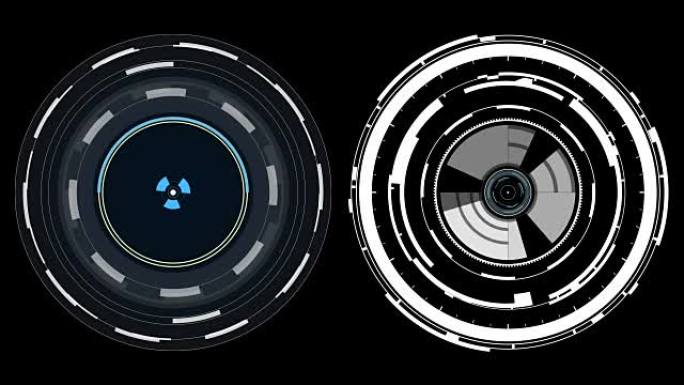 技术未来界面HUD Circle。2个平视显示器元件