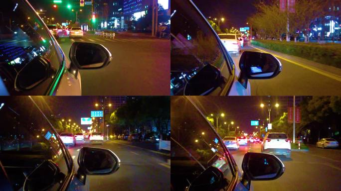 城市夜晚汽车窗外的风景夜景视频素材9
