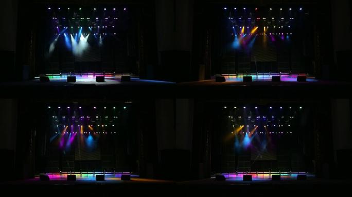 黑暗音乐会上舞台的照明。