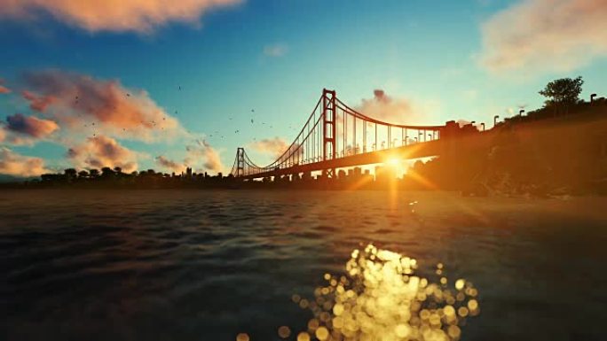 金格门大桥对抗美丽的日出
