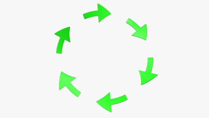 六个绿色旋转箭头。(带遮罩的循环就绪)