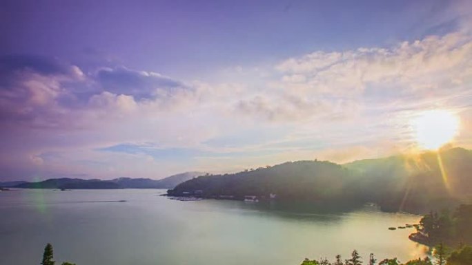 时光流逝-美丽的日月潭云景，台湾- 4K