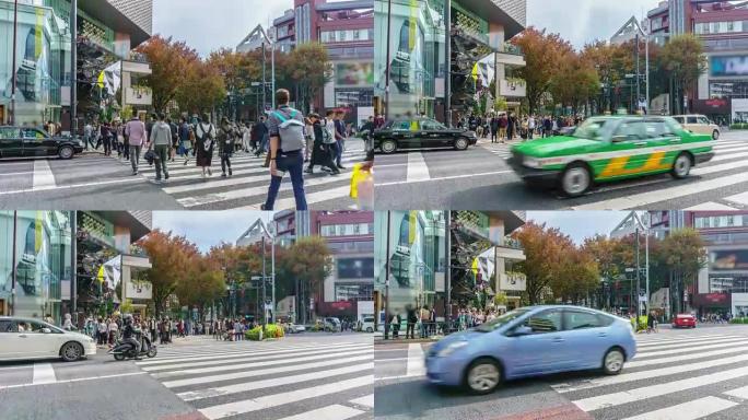 4k延时平移: 东京原宿繁忙的原宿街