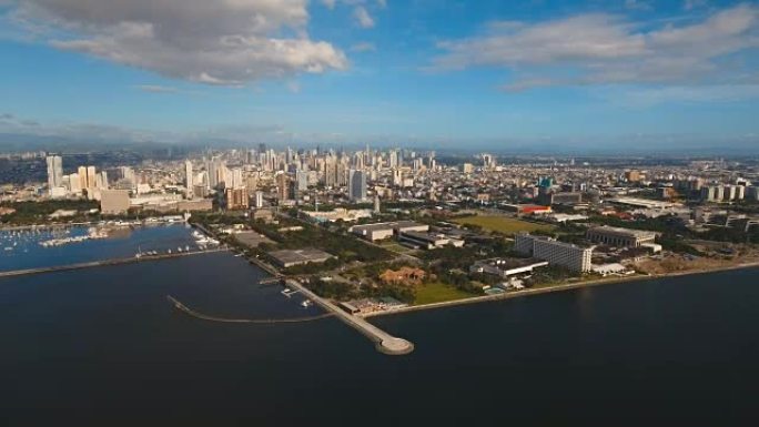 有摩天大楼和建筑的空中城市。菲律宾、马尼拉、马卡蒂