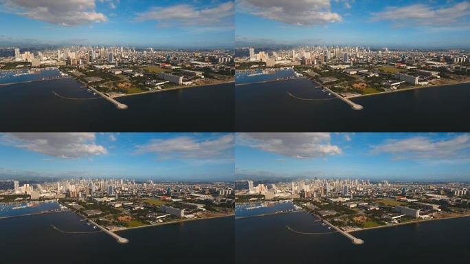 有摩天大楼和建筑的空中城市。菲律宾、马尼拉、马卡蒂