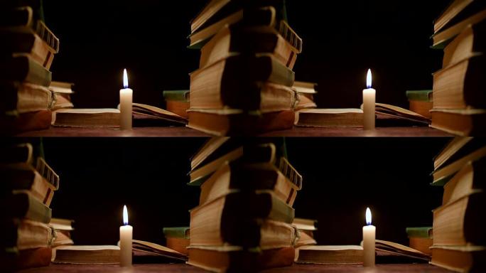 图书馆里的蜡烛燃烧