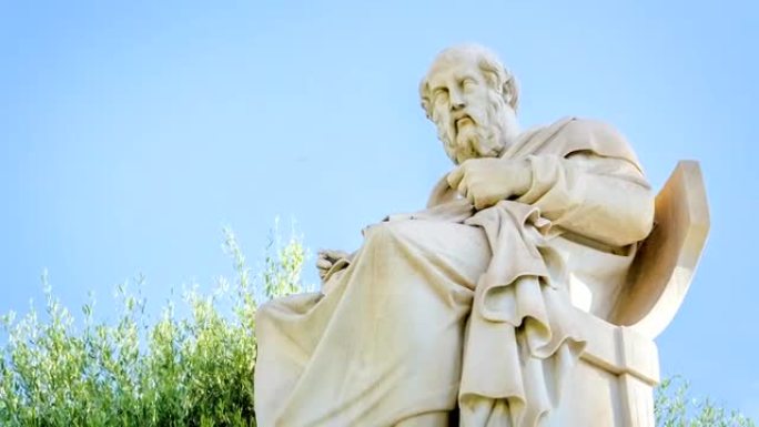 古希腊哲学家柏拉图时滞的大理石雕像