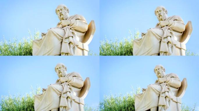 古希腊哲学家柏拉图时滞的大理石雕像