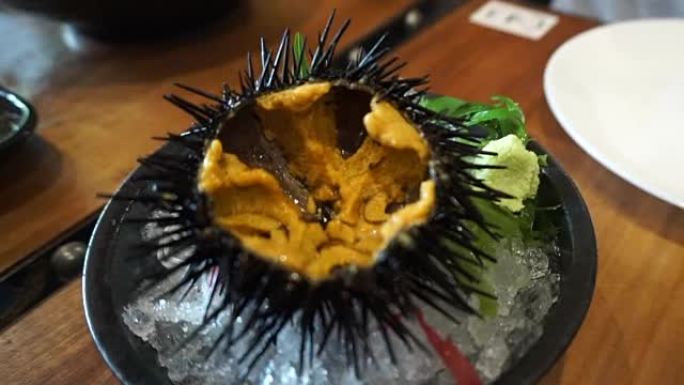 新鲜海胆。日本著名美食Uni生鱼片