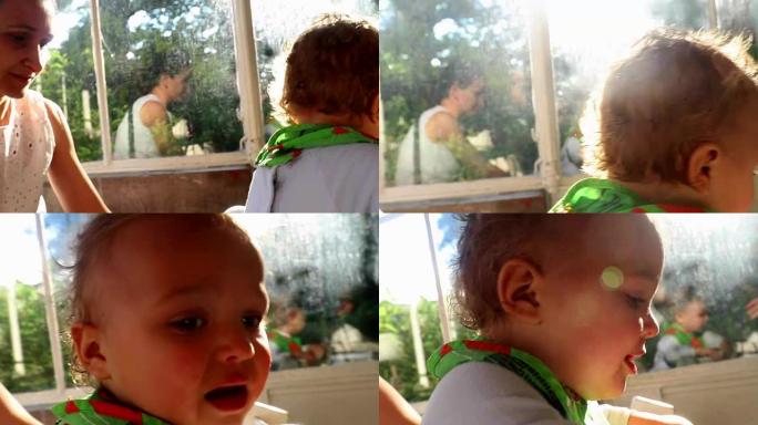 濒临哭泣的幼儿男孩的特写镜头。