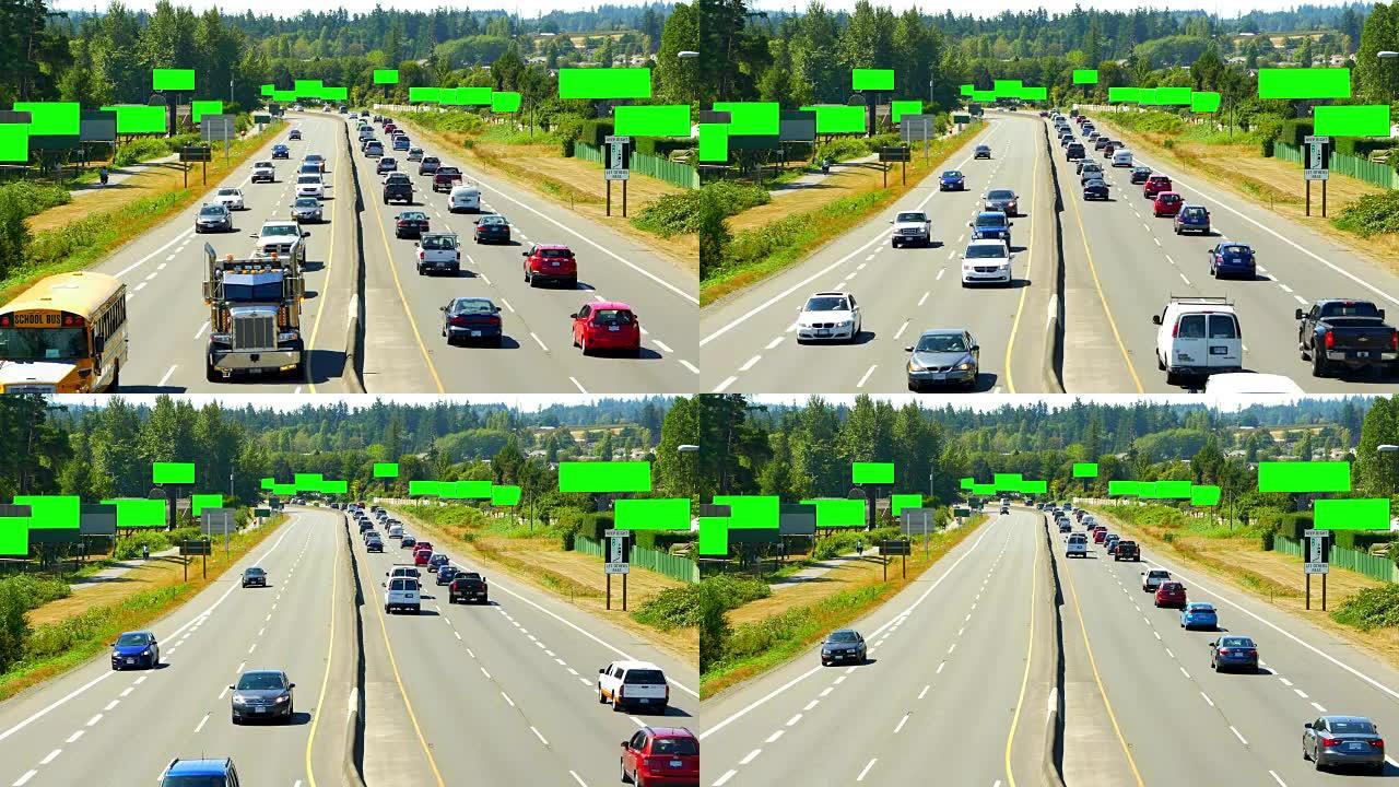 许多空白广告牌广告招牌高速公路道路交通绿屏