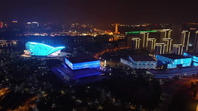 金华市 金华之光文化广场夜景 中国婺剧博